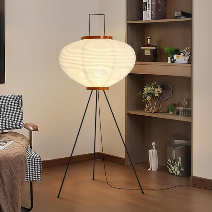 Paper Floor Lamp, Noguchi Rice Paper Lamp for Wabi Sabi Decor, Rice Paper Floor Lamp for Bedroom/... | Amazon (US)