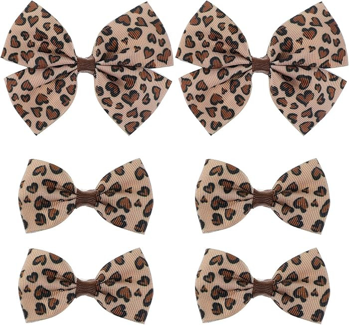 6 Pcs Leopard Bowknot Hair Bow Clips with Metal Slides Aesthetic Cheetah Print Costume Accessorie... | Amazon (US)