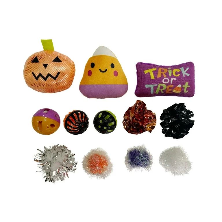 Vibrant Life Halloween 12 Piece Multipack Cat Toy, Orange Pumpkin | Walmart (US)