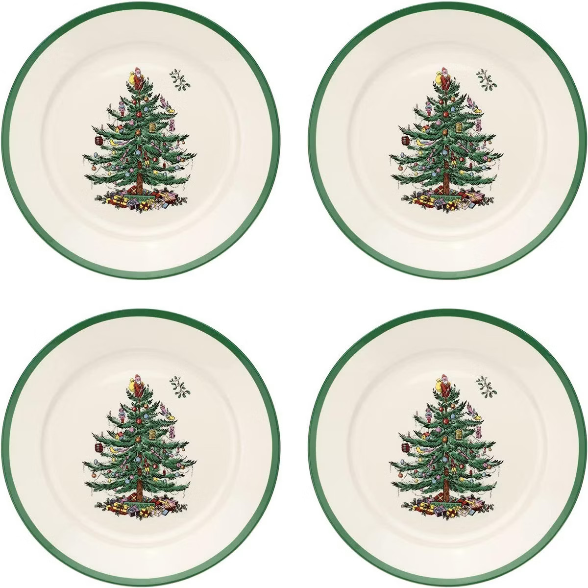 Spode Christmas Tree Collection Luncheon 4 Plates, 9 Inch Earthenware, Pasta & Salad Plate Set, H... | Target