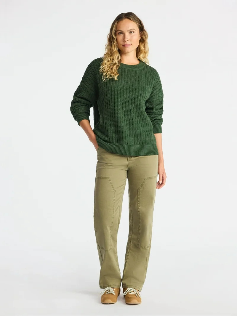 Time and Tru Women's and Women’s Plus Textured Stitch Sweater, Midweight, Sizes XS-4X | Walmart (US)