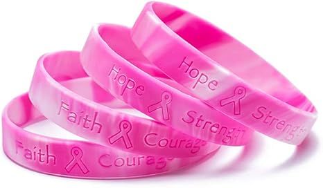 Omgouue 48pcs Breast Cancer Awareness Bracelets Pink Ribbon Camo Silicone Win | Amazon (US)