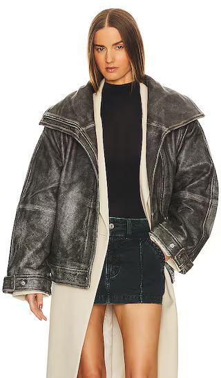 Leather Oversized Jacket in Black | Revolve Clothing (Global)