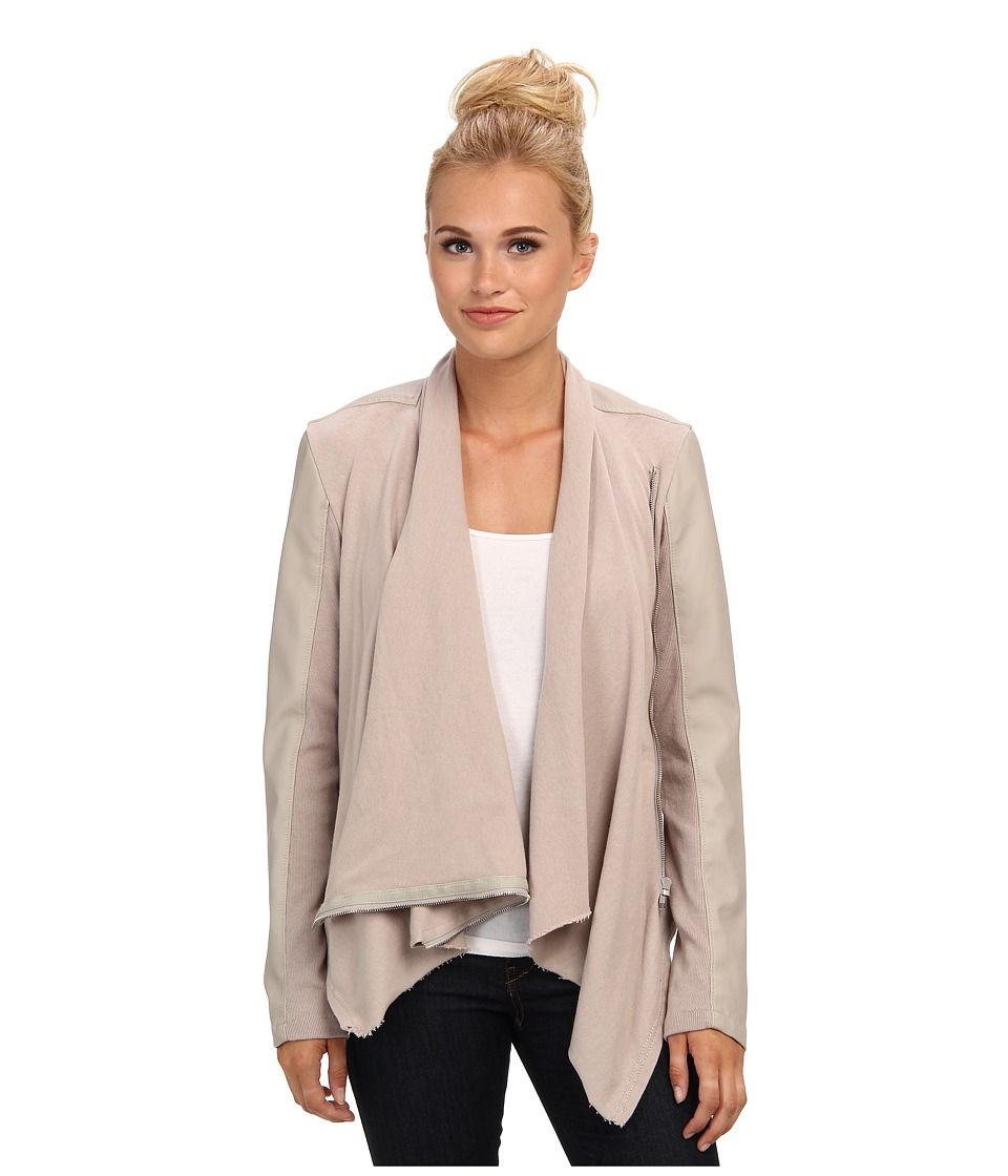 Blank NYC - Draped Vegan Leather and Ponte Jacket in Taupe (Taupe) Women's Coat | Zappos