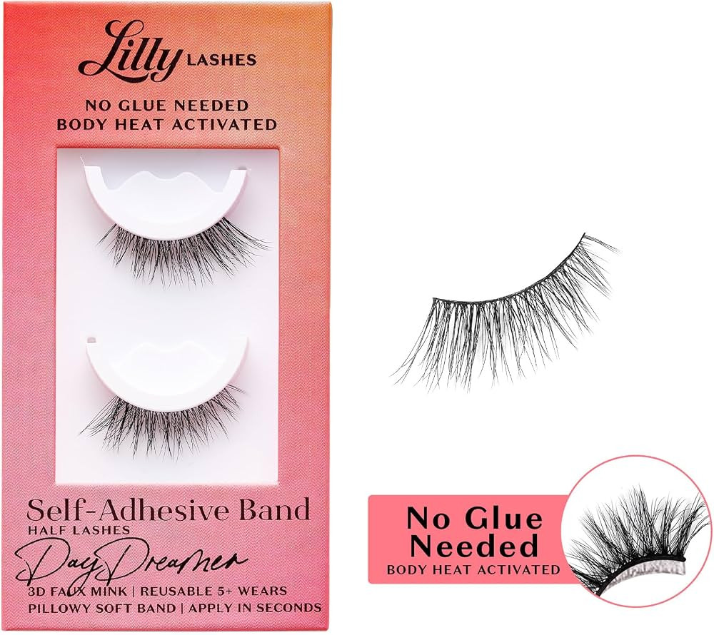 Lilly Lashes Self Adhesive Eyelashes (Half Lashes), No Lash Glue Needed, Body Heat Activated Pres... | Amazon (US)