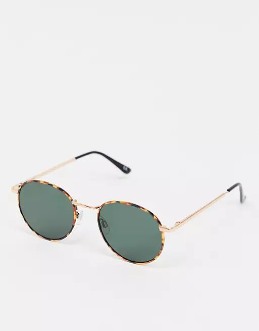 ASOS DESIGN metal round sunglasses in tort with G15 lens | ASOS (Global)