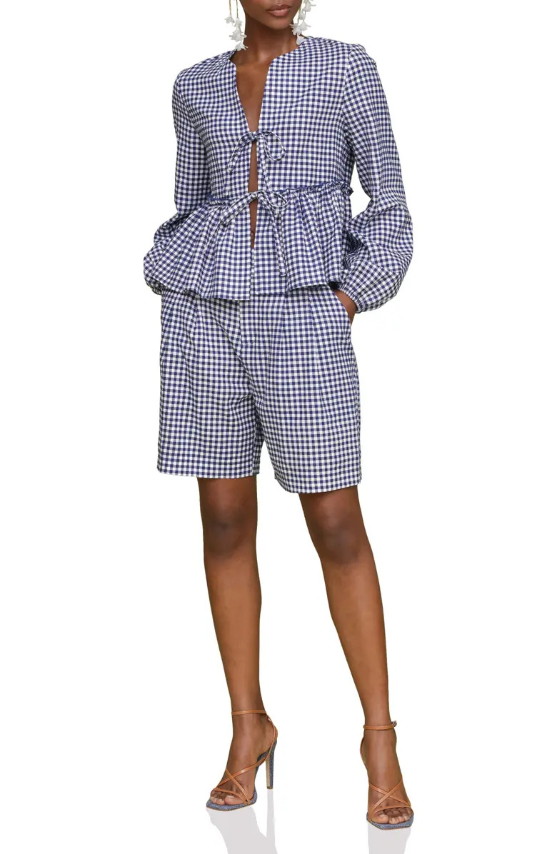 Avec Les Filles Gingham Belted Linen Blend Bermuda Shorts | Nordstrom | Nordstrom