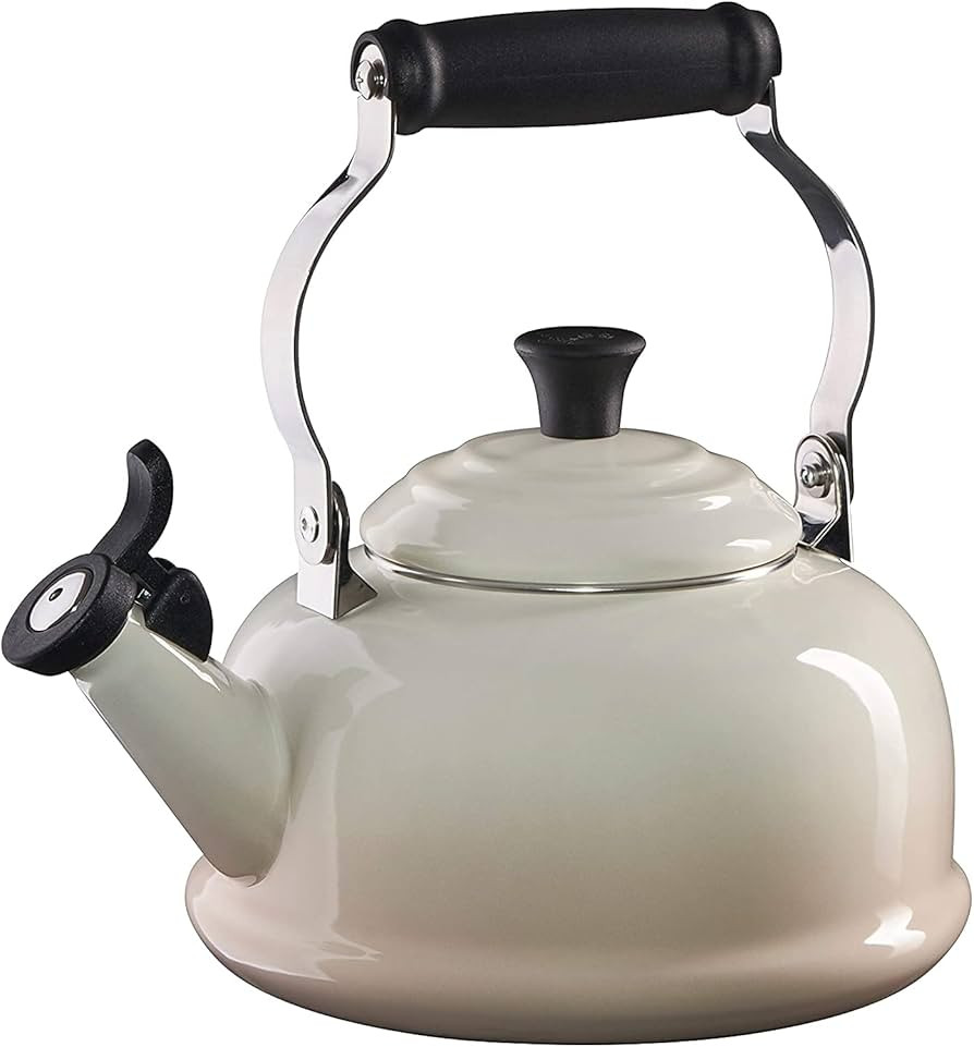 Le Creuset Enamel On Steel Whistling Tea Kettle, 1.7 qt., Meringue | Amazon (US)