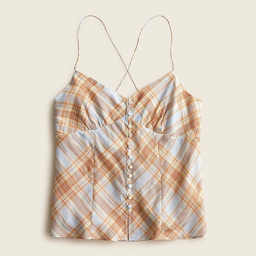 Button-front camisole top in golden hour tartan | J.Crew US