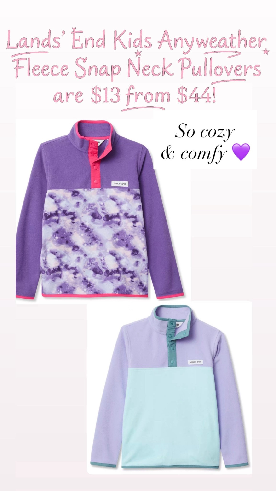 Lands’ End Kids Anyweather Fleece Snap Neck Pullovers 

#LTKSaleAlert