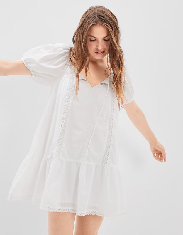 AE Off-the-Shoulder Babydoll Mini Dress | American Eagle Outfitters (US & CA)