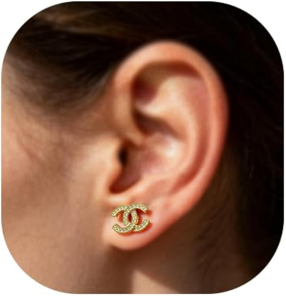 18K Gold Letter Designer Earrings for Women, Stylish CZ Letter Gold Plated Classic French-Inspire... | Amazon (US)