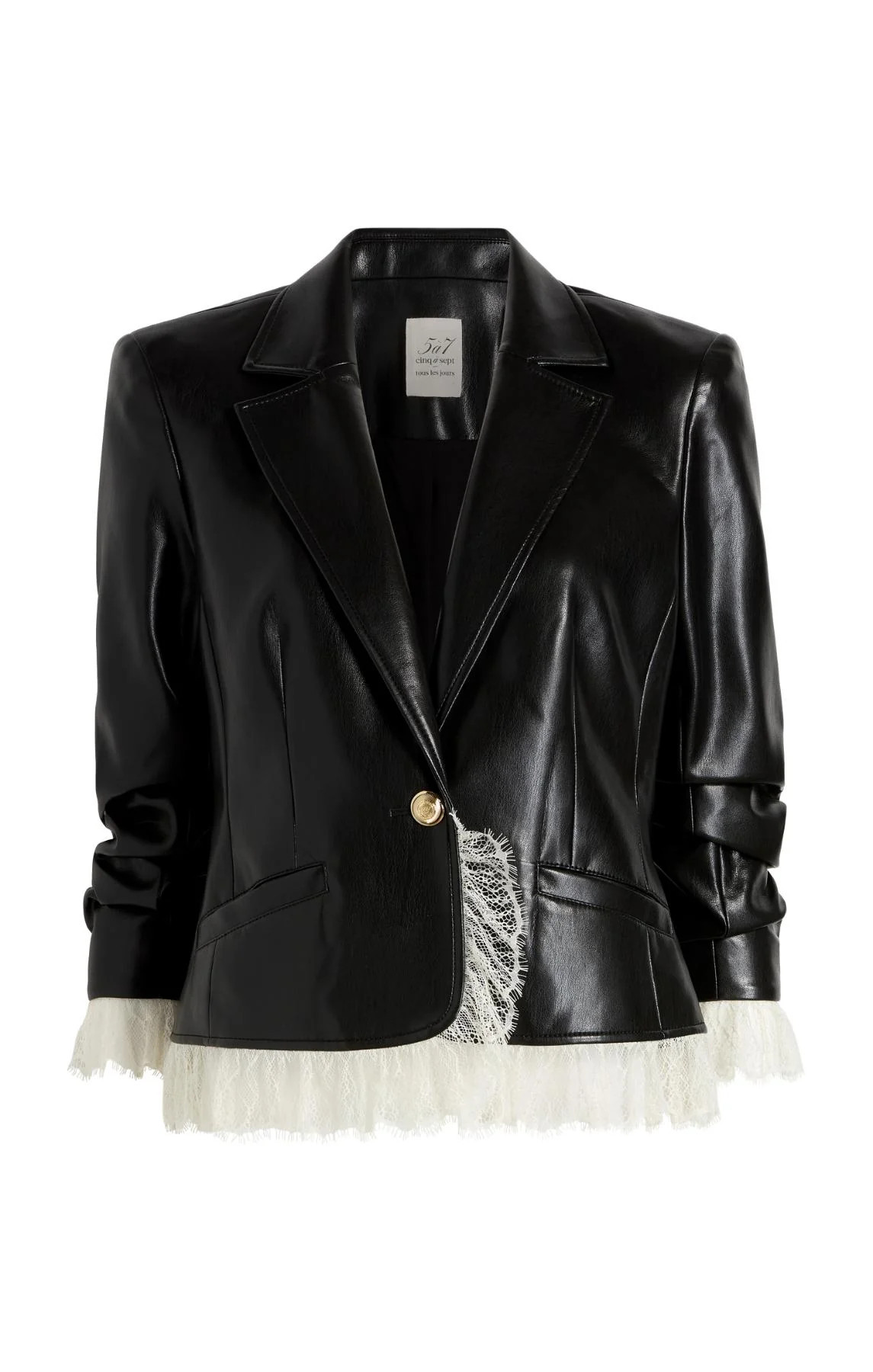 Vegan Leather Le Petit Roxie Blazer 6 / Black/ivory | Cinq à Sept