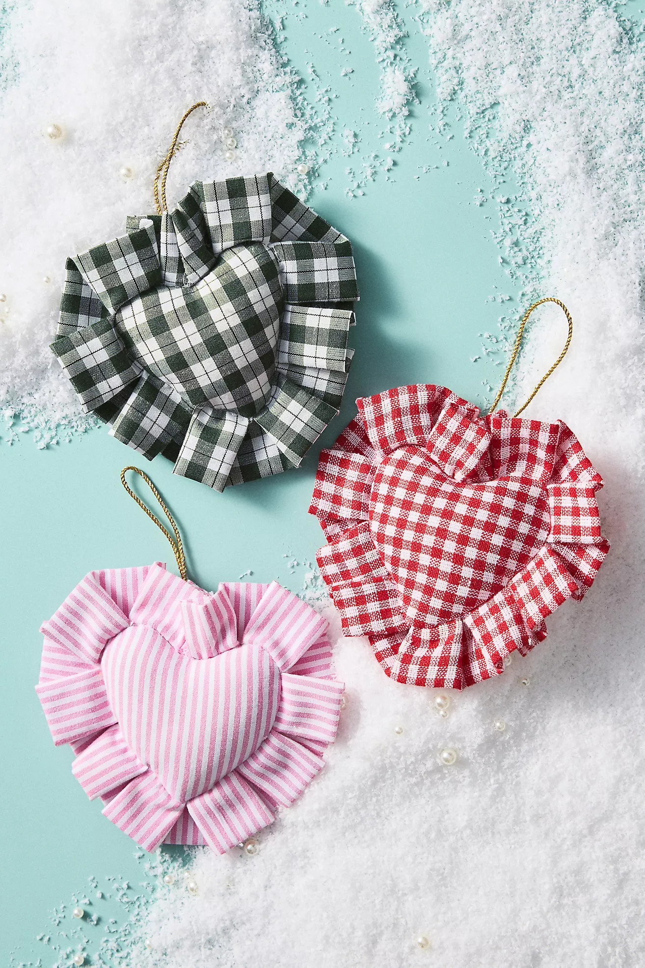 Gingham Heart Pillow Ornament | Anthropologie (US)