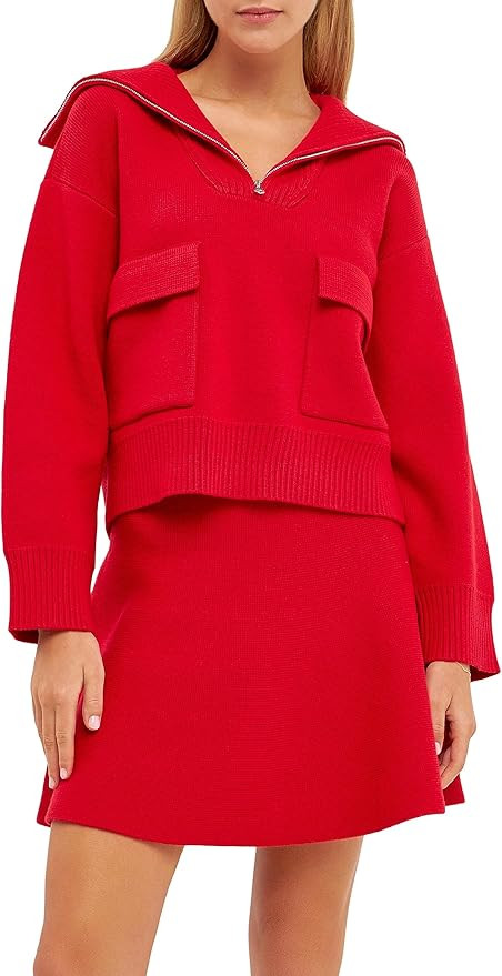 English Factory Women's Quarter-Zip Knit Sweater | Amazon (US)