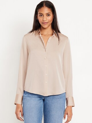 Classic Button-Down Satin Shirt | Old Navy (US)