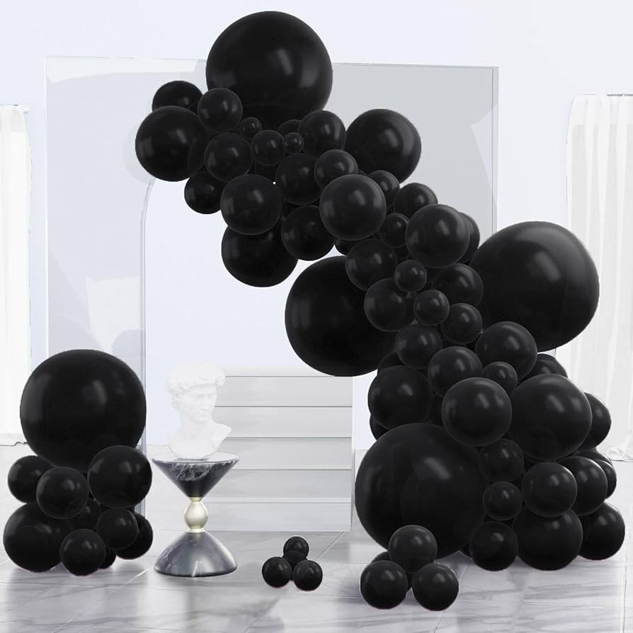 PartyWoo Black Balloons 130 pcs Different Sizes of 18 12 10 5 Inch Black Balloons Arch Kit Garlan... | Amazon (US)