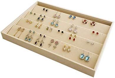 Premium Grade Beige Velvet Jewelry Organise Display Tray for Earrings Stackable Storage Neutral C... | Amazon (US)