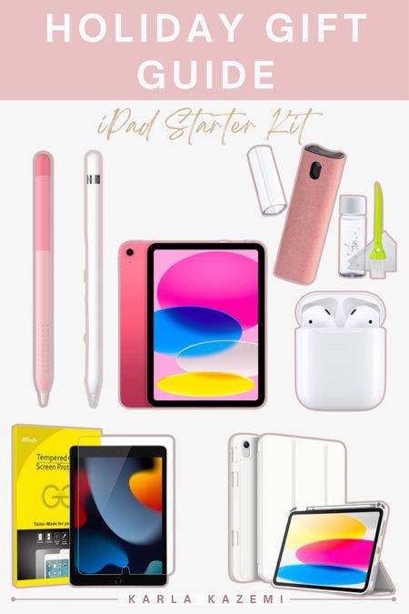 Gift guide for this holiday season!
I’m officially an iPad girly now (woohoo!🙌) and here are some of my fave iPad accessories!

Consider this your iPad starter kit🫶
Perfect gift for entrepreneurs, biz owners, influencer, college/university students, teens, mamas, or any tech lover💕

Items in photo:
✨ iPad 10th gen
✨ Apple Pencil usb-c 
✨ Apple Pencil grip
✨ Screen Cleaner
✨ AirPods 
✨ Tempered Glass Screen Protector
✨ iPad case with Apple Pencil holder



#LTKHoliday #LTKGiftGuide #LTKCyberWeek