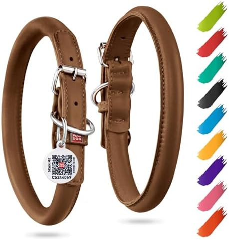 WAUDOG Ultra Soft Padded Rolled Leather Dog Collar for Large Medium Small | Genuine Round Leather... | Amazon (US)