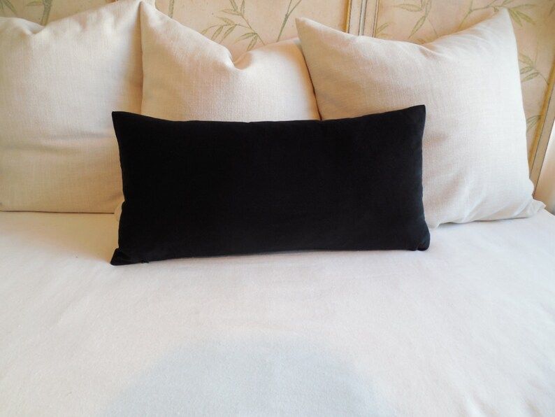 BLACK velvet rectangular lumbar bolster pillow 13x26 | Etsy (US)