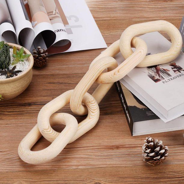 Wood Chain Link Decor | Hand Boho Carved Wood Chain Decorativefor Table , Rustic Farmhouse Aesthe... | Walmart (US)
