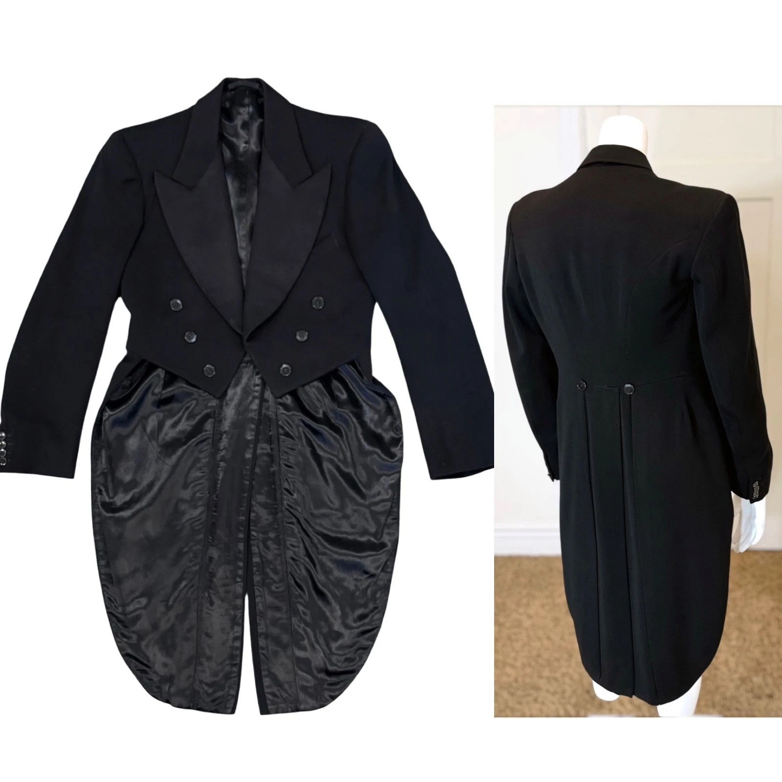 Vintage 40's WOOL TUXEDO TAILCOAT JACKET S Grosgrain Lapel Mourning Formal Tails | eBay | eBay US