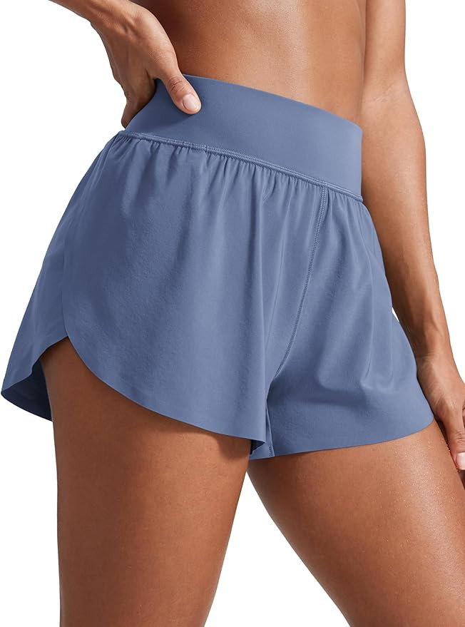 CRZ YOGA High Waisted Dolphin Athletic Running Shorts for Women 3" High Split Comfy Mesh Liner fo... | Amazon (US)