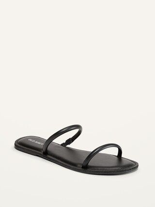 Women / ShoesFaux-Leather Double Strap Slide Sandals for Women | Old Navy (US)