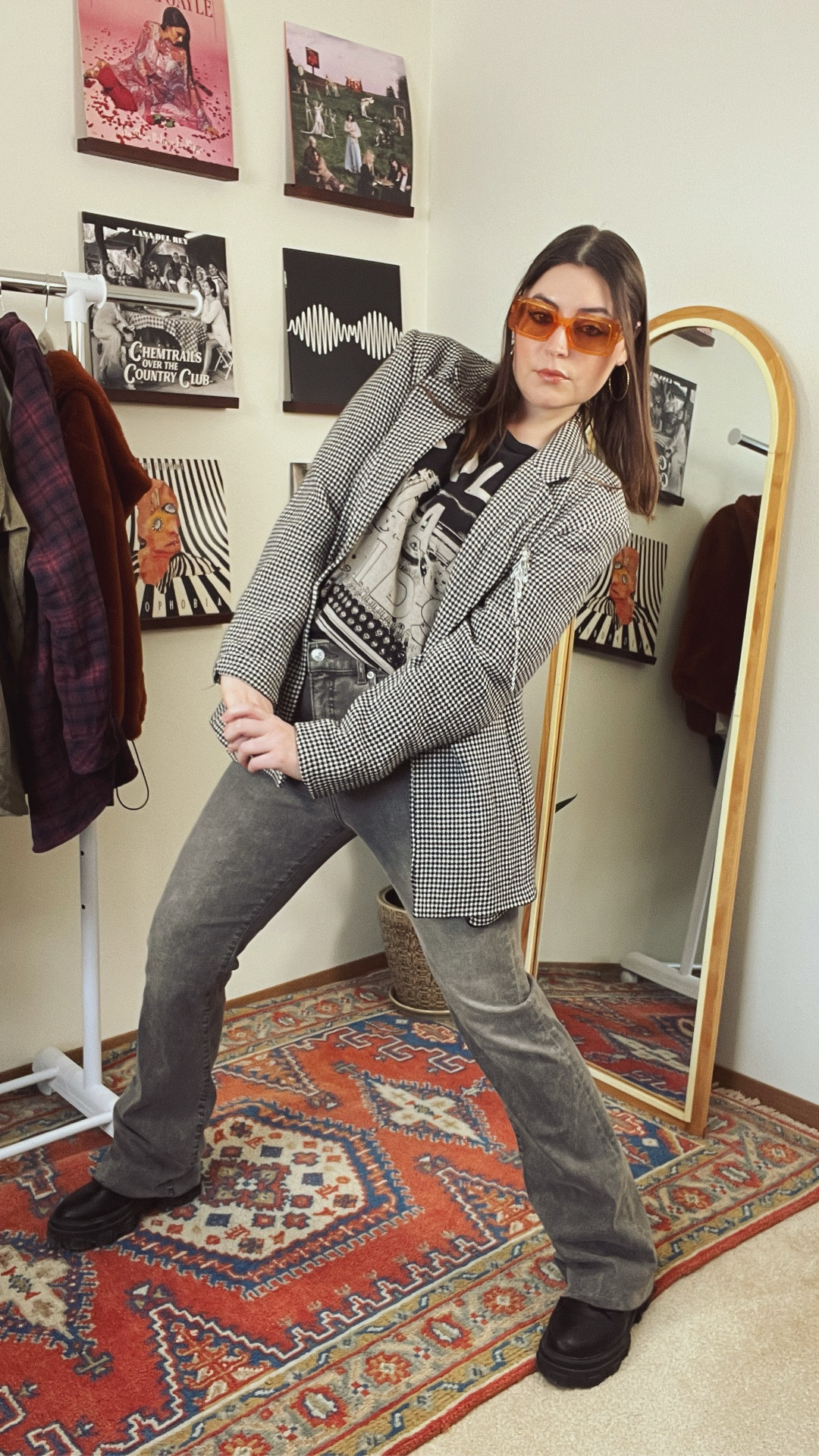 Grunge is forever 🖤

When you want to take it back to 90’s grunge, think band tees, ripped jeans, and combat boots. 

It’s now a classic combination, but you can always add some flair like I did with these acid wash flare jeans, oversize blazer, and statement sunnies!

This is one way to take this iconic style and add some flair to it! How would you make this your own?

#LTKMidsize #LTKgrwm #LTKootd