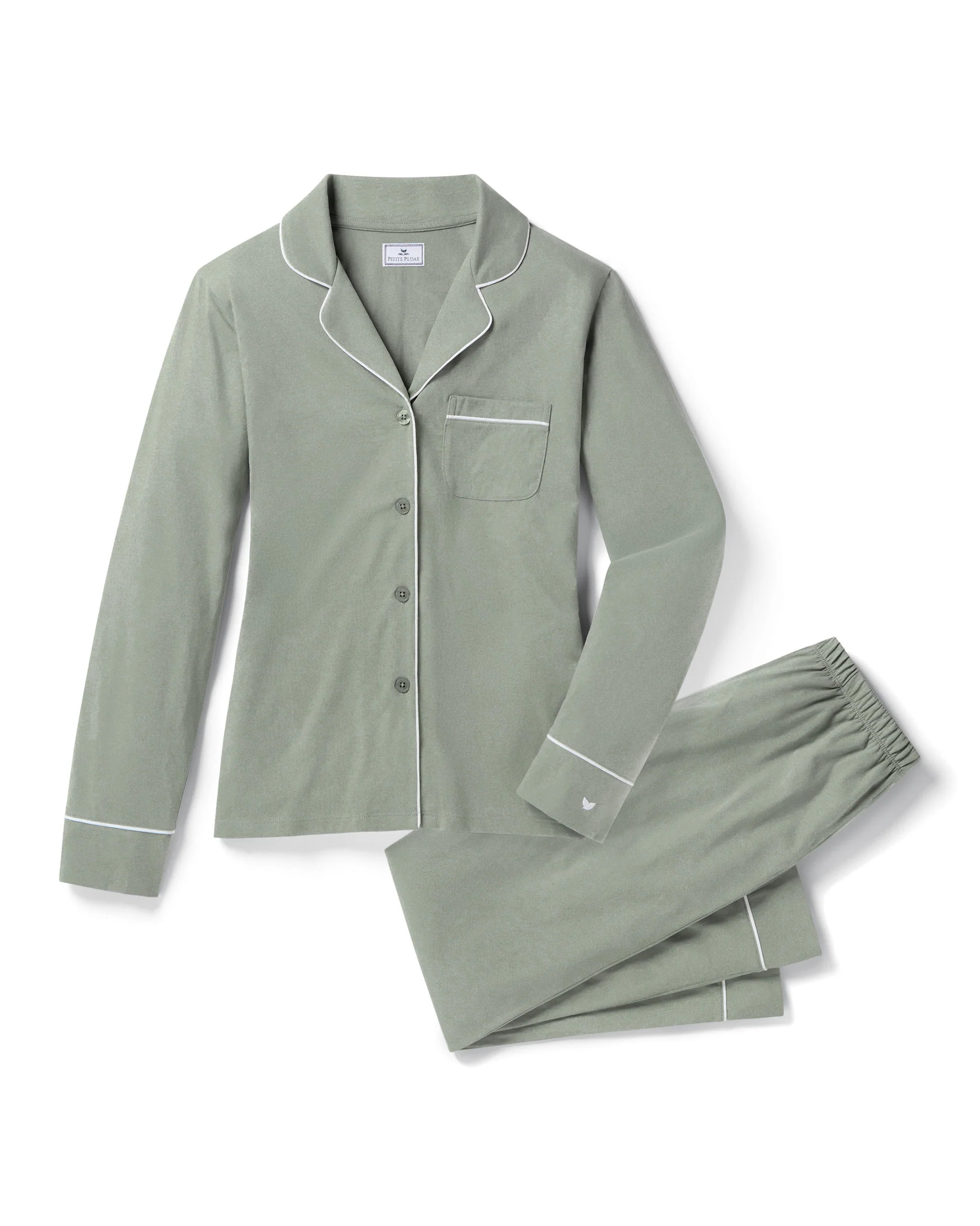 Women's Pima Pajama Set in Sage | Petite Plume