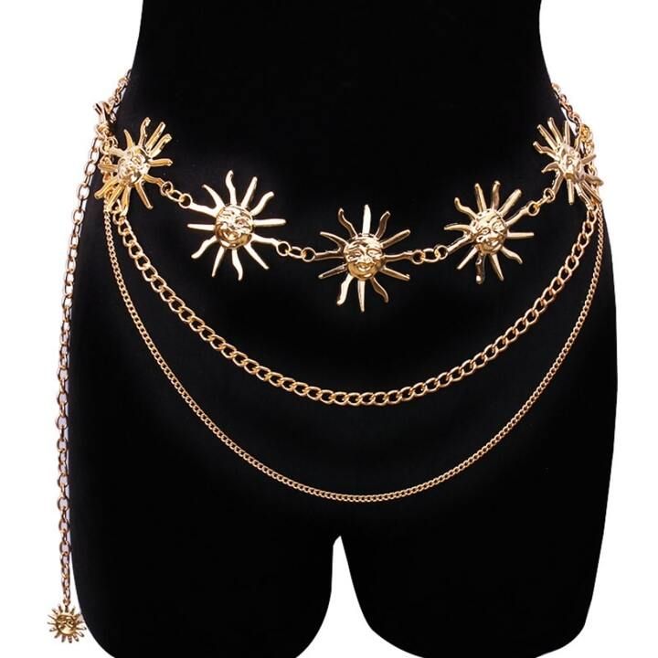 1pc Cross-border Women's Sunflower Shaped Metal Waist Chain Body Jewelry For Adjusting Dress Deco... | SHEIN