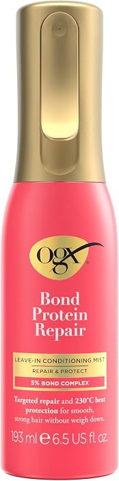 OGX Bond Protein Repair Conditioning Mist + 230° C Heat Protect, Targeted to Repair Hair Bonds, For Smooth & Strong Hair, Lightweight Formula 193ml | Amazon (UK)