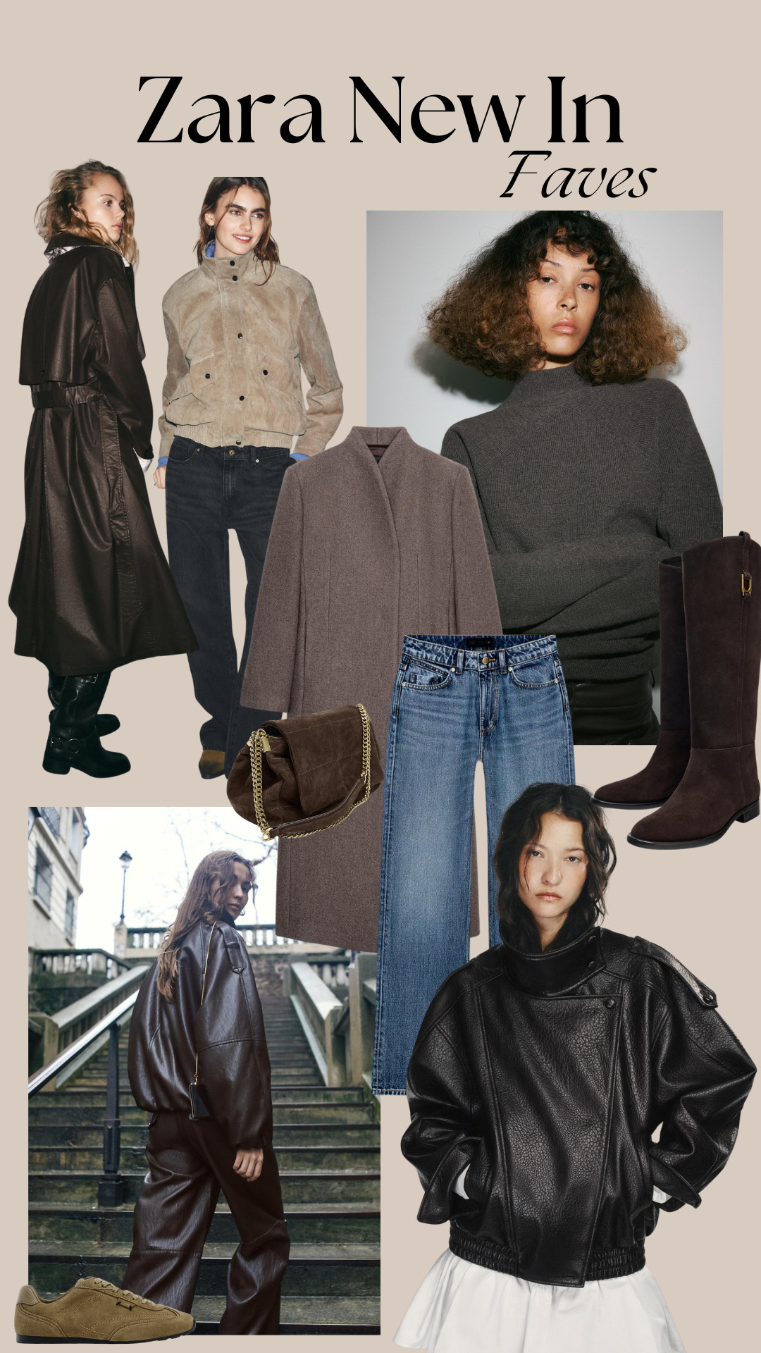 Chic cold-weather outfit inspo ✨ Timeless Zara UK picks: Leather Bag, Straight Jeans, High-Neck Knit, Leather Trainers, Suede Boots, Manteco Wool Coat, Leather Pants, High-Waist Jeans, Suede Jacket, Ribbed Knit Hood 

 #LTKuk #LTKwinter #LTKstyletip