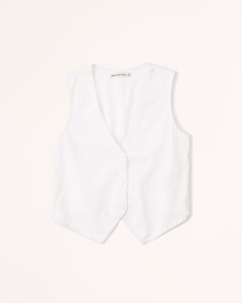 Linen-Blend Vest Set Top | Abercrombie & Fitch (US)