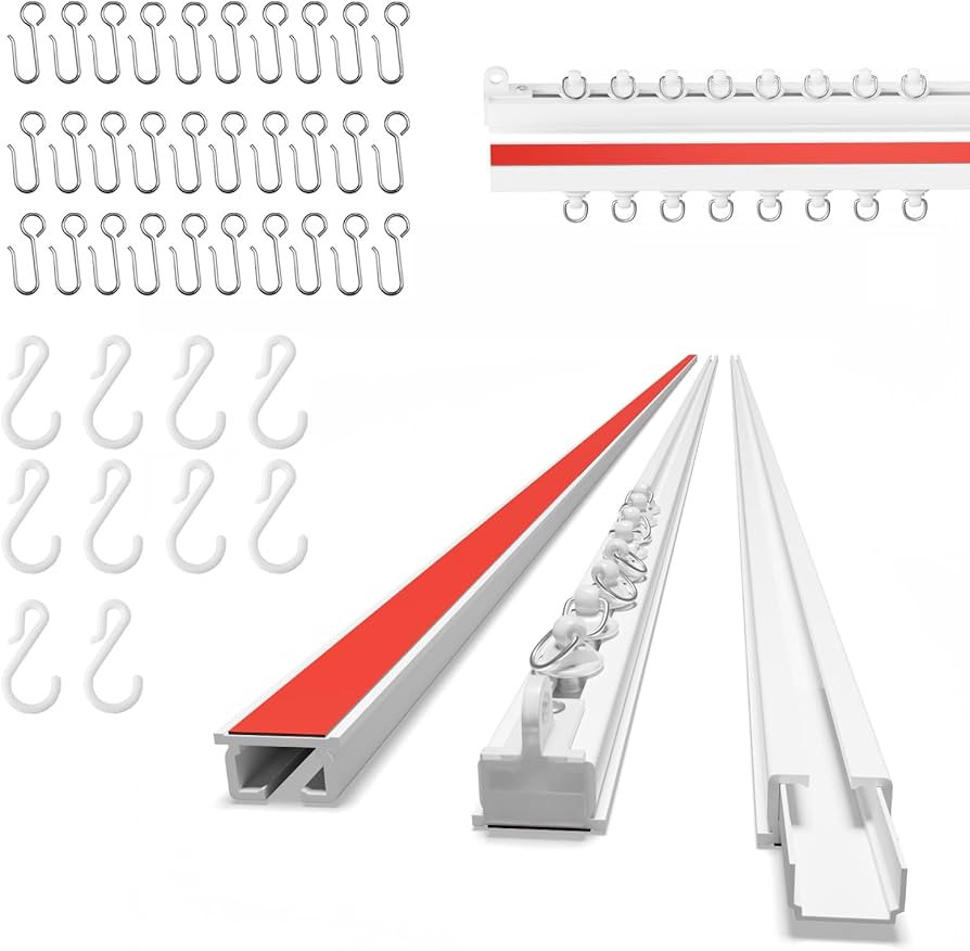 AJAZZ Self Adhesive Ceiling Curtain Track Ceiling Mount, Track for Curtains (10.9FT,3.32M, White)... | Amazon (US)