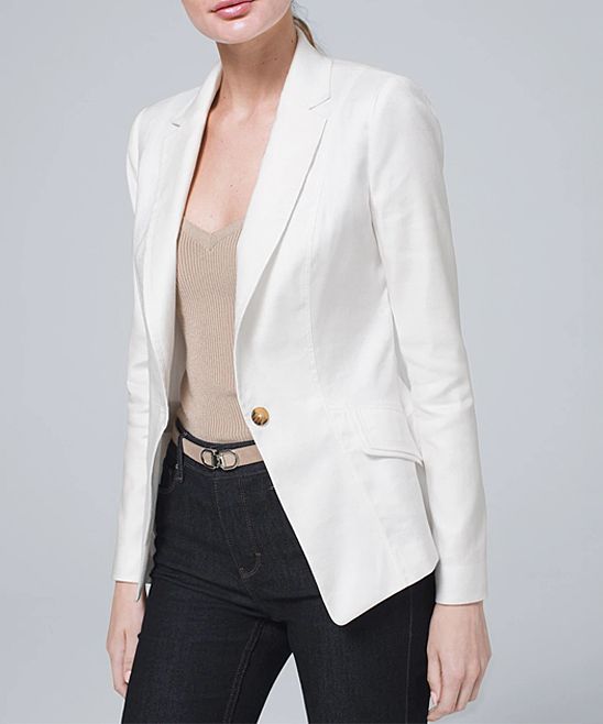 White House Black Market Women's Blazers White - White Linen-Blend Blazer - Women | Zulily