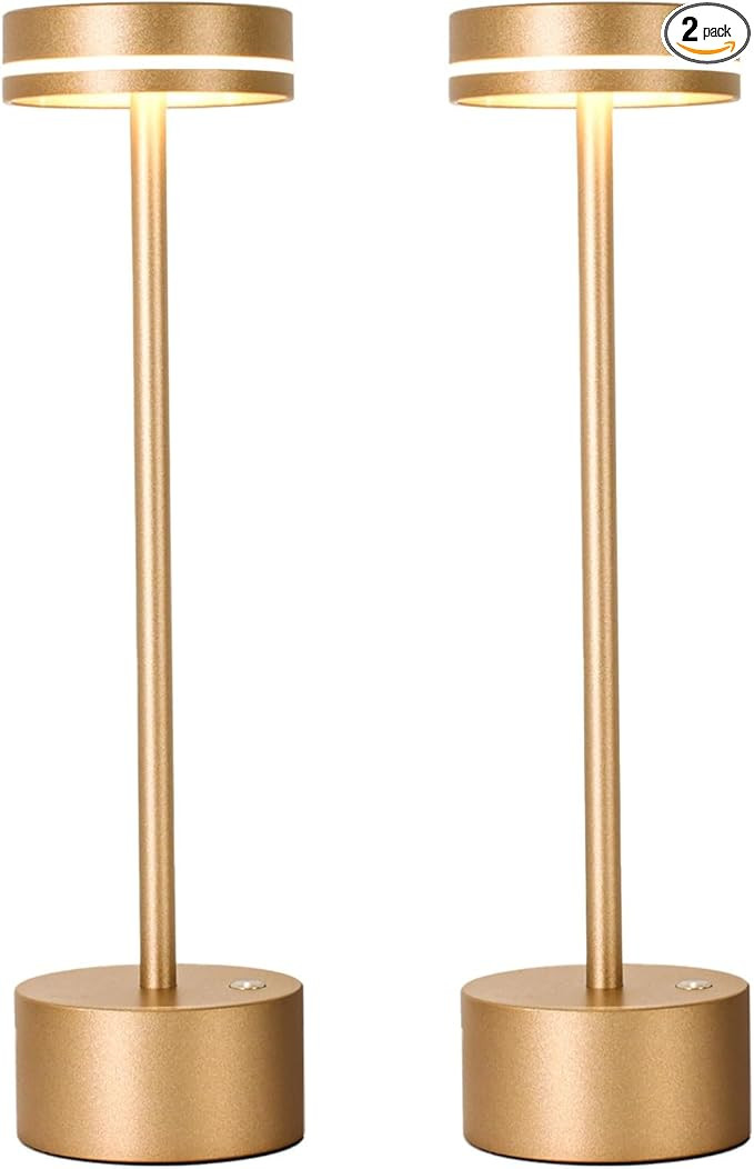 2 Pack Cordless Table Lamp Rechargeable, 3 Way Dimmable Touch Lamp & 5000mAh Battery Operated, Po... | Amazon (US)