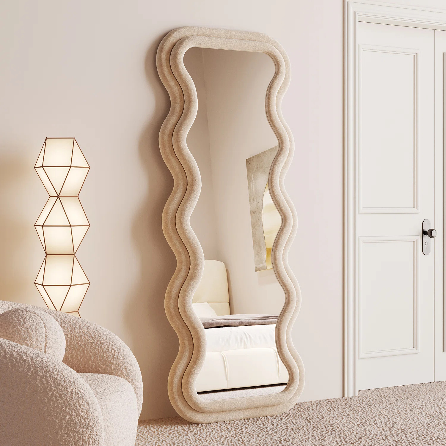Amon Velvet Wave Art Deco Mirror Wall Mirror | Wayfair North America