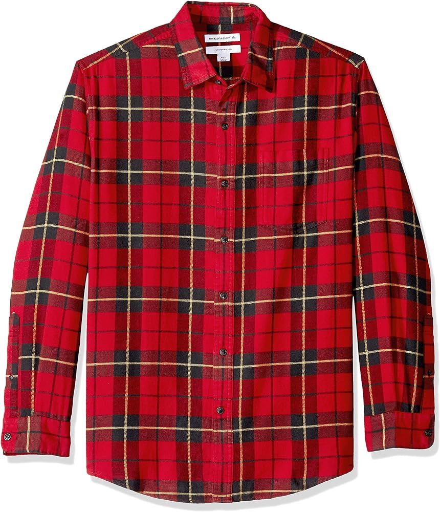 Amazon Essentials Men's Regular-Fit Long-Sleeve Plaid Flannel Shirt | Amazon (US)