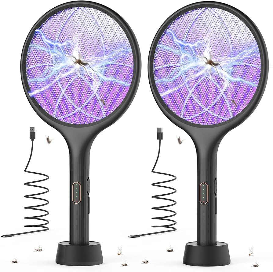 YISSVIC Electric Fly Swatter 4000V Bug Zapper Racket Dual Modes Mosquito Killer with Purple Mosqu... | Amazon (US)