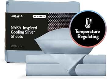 Miracle Made Newly Improved Extra Luxe Cool IT True Grip Fitted Bed Sheets - Sky Blue 4 Piece Sil... | Amazon (US)