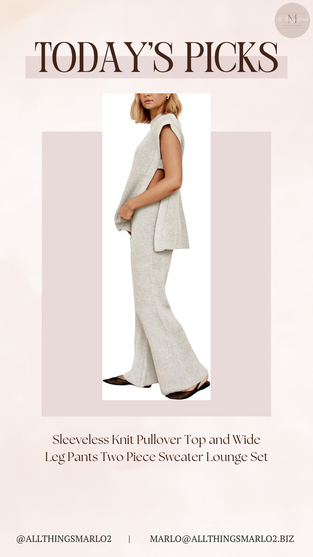 Sleeveless Knit Pullover Top and Wide Leg Pants Two Piece Sweater Lounge Set 

 #LTKSeasonal #LTKWorkwear #LTKTravel