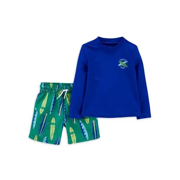 Child of Mine by Carter's Baby and Toddler Boy Rash Guard Swim Set, 2-Piece, Sizes 12M-5T - Walma... | Walmart (US)