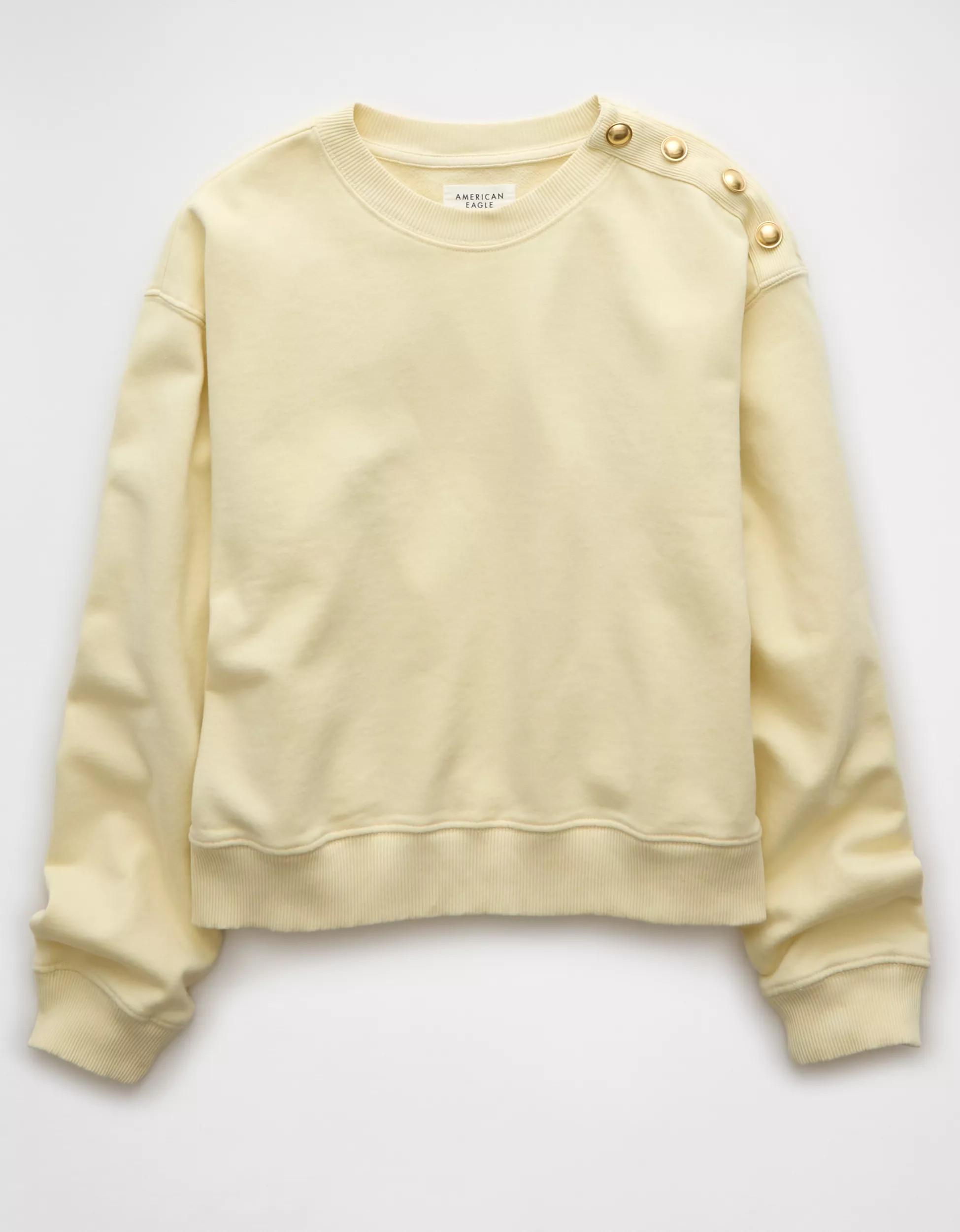 AE Button Shoulder Sweatshirt | American Eagle Outfitters (US & CA)