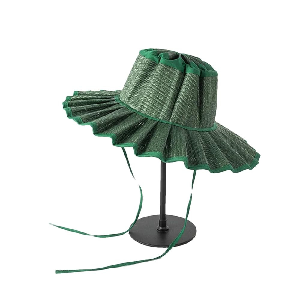 Wide-Brimmed Straw Summer Pleated Outdoor Beach Sun Cap Visor Foldable Party Wedding Hat for Wome... | Amazon (US)