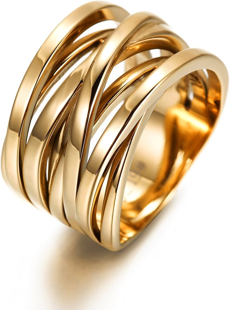 CIUNOFOR 13.7MM Cross Ring Enhancers for Women Statement Engagement Ring Silver Gold Rose Gold Pl... | Amazon (US)