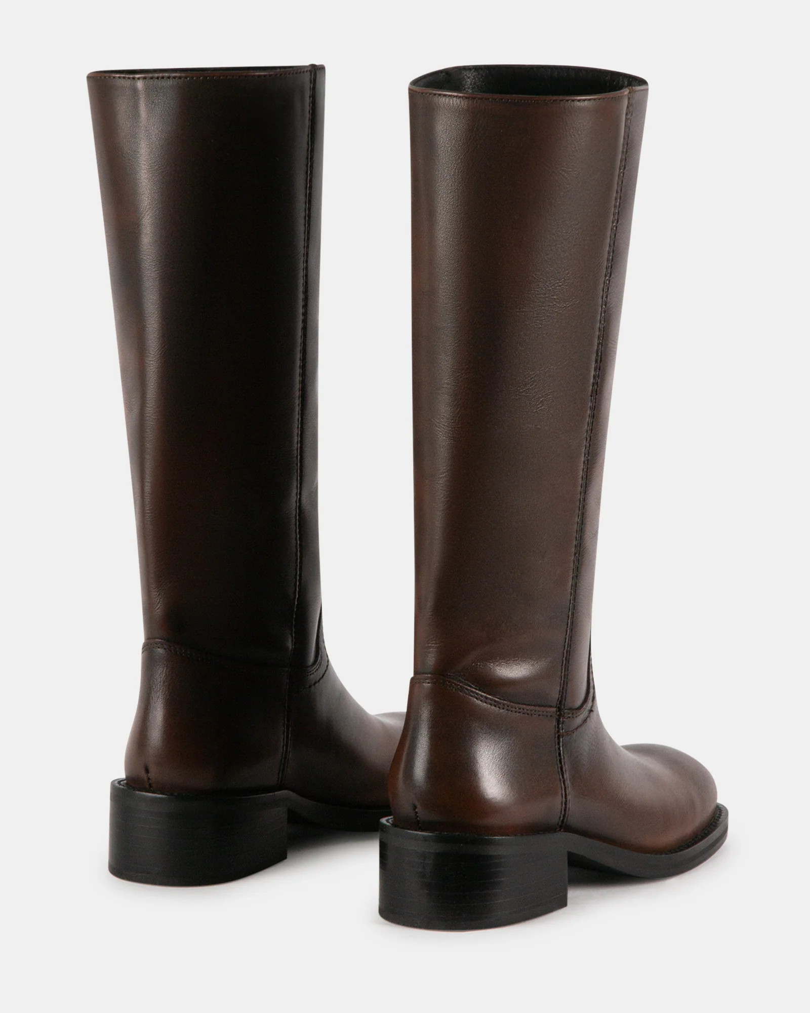 RIGGSS Brown Leather Knee High Boot | Women's Designer Boots | Steve Madden (Canada)