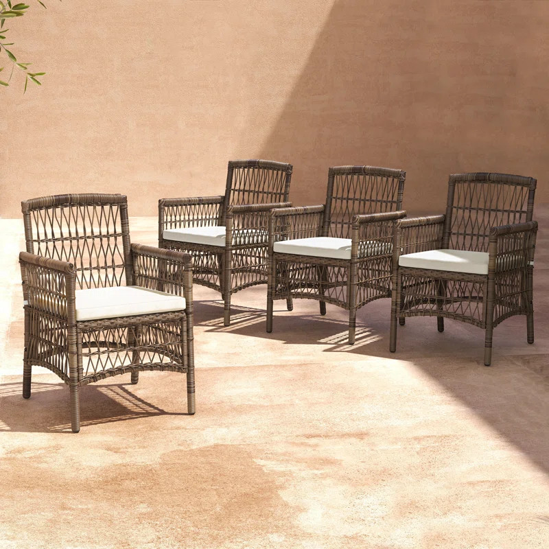 Outdoor Dining Armchair With Cushion (set Of 4) | Wayfair North America