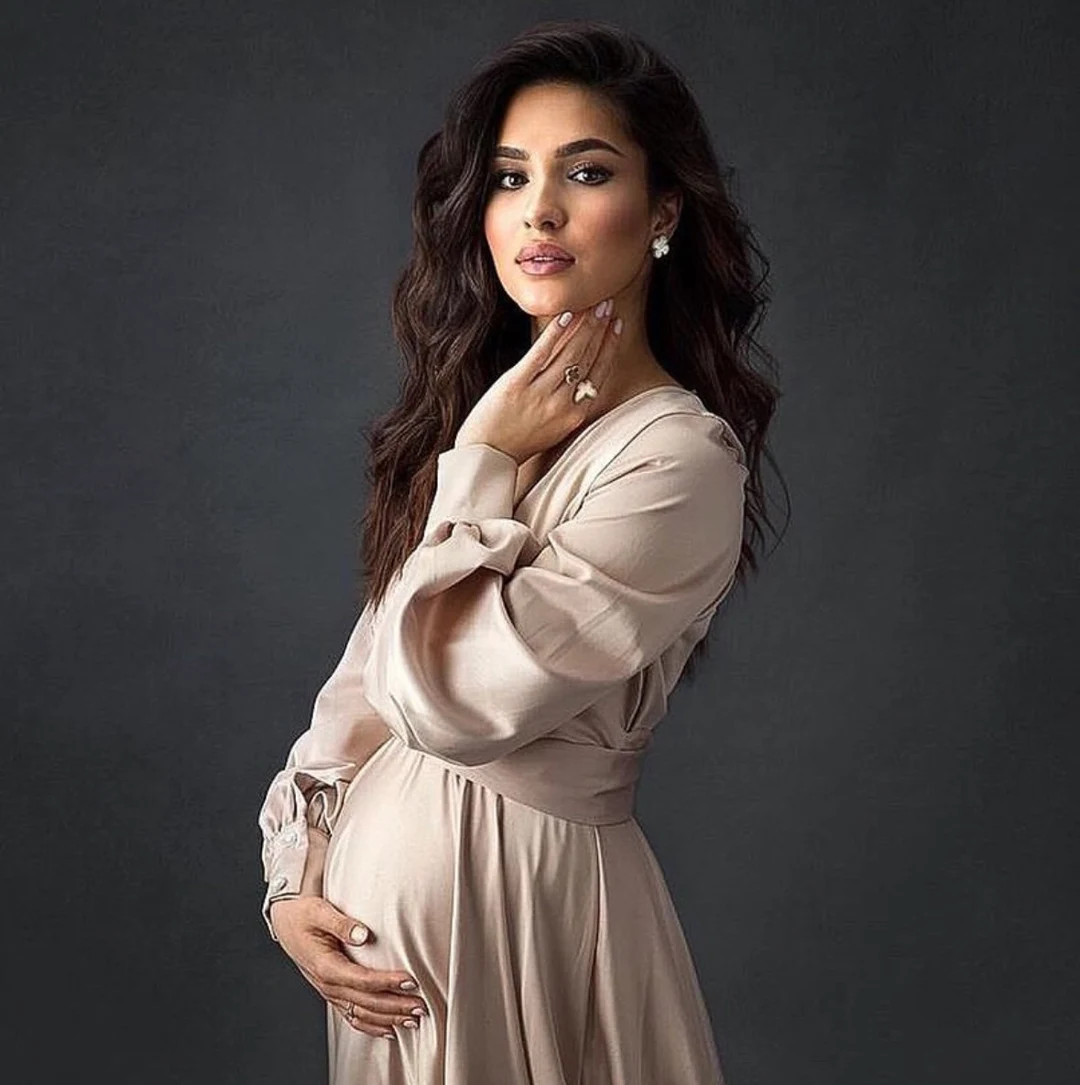 Maternity Gown | Maternity Robe | Maternity Dress | Silk Long Robe W Cuffs Plus Size | Wedding Ma... | Etsy (US)